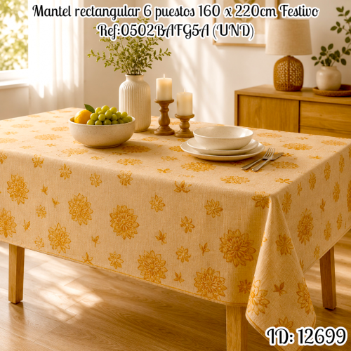 Mantel rectangular 6 puestos 160 x 220cm Festivo Ref:0502BAFG5A (UND)