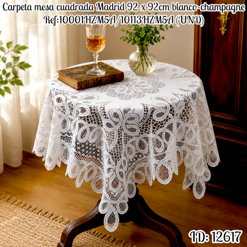 Carpeta mesa cuadrada Madrid 92 x 92cm blanco-champagne Ref:10001HZM5A/10113HZM5A (UND)