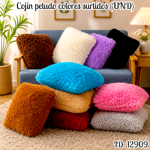 Cojín peludo colores surtidos (UND)
