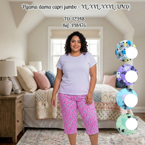 Pijama dama capri jumbo : XL,XXL,XXXL (UND)