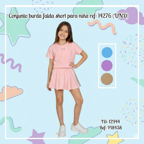 Conjunto burda falda short para niña ref: 14276 (UND)