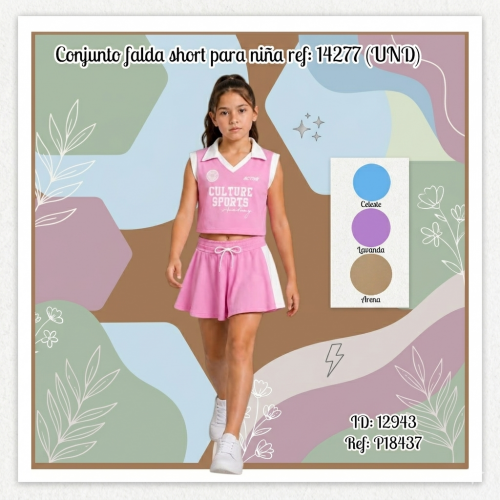 Conjunto falda short para niña ref: 14277 (UND)