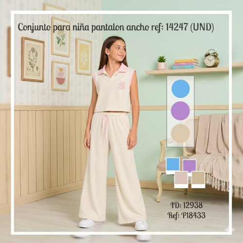Conjunto para niña pantalon ancho ref: 14247 (UND)