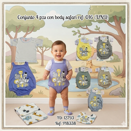 Conjunto 4 pzs con body safari ref: 016 (UND)