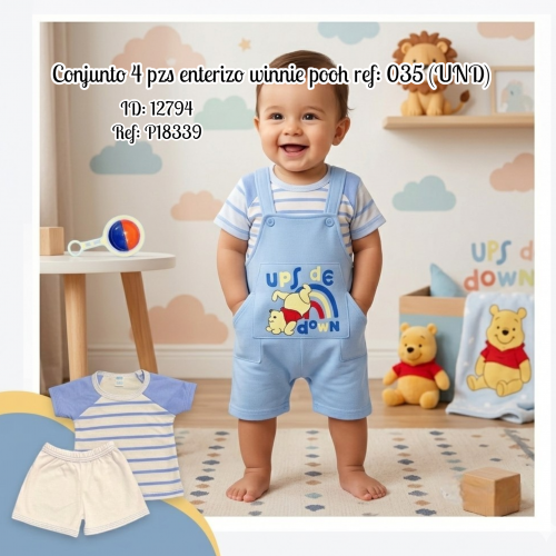 Conjunto 4 pzs enterizo winnie pooh ref: 035 (UND)