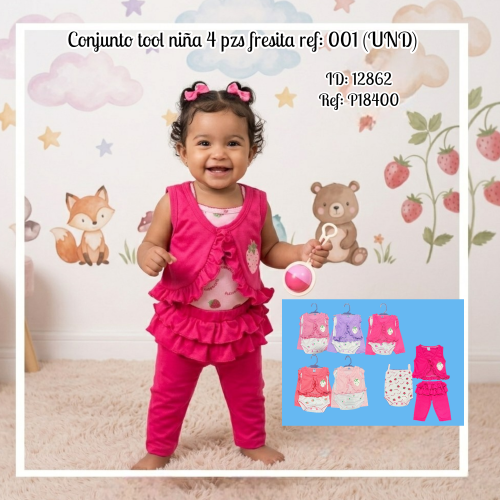 Conjunto tool niña 4 pzs fresita ref: 001 (UND)