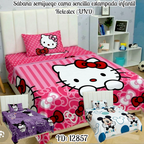 Sábana semijuego cama sencilla estampada infantil Rolostex (UND)