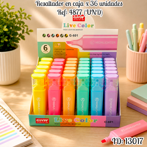 Resaltador en caja x 36 unidades Ref: 4877 (UND)