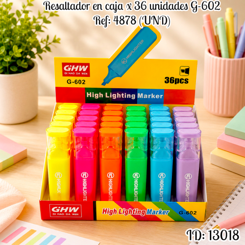 Resaltador en caja x 36 unidades G-602 Ref: 4878 (UND)