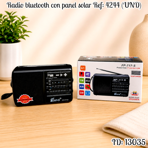 Radio bluetooth con panel solar Ref: 4244 (UND)