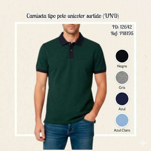 Camiseta tipo polo unicolor surtido (UND)