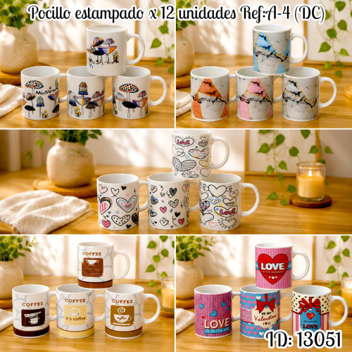 Pocillo estampado x 12 unidades Ref:A-4 (DC)