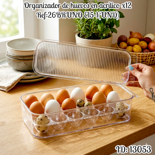 Organizador de huevos en acrílico x12 Ref:26BRUNO E15-1(UND)