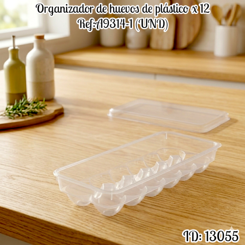 Organizador de huevos de plástico x 12 Ref:A9314-1 (UND)