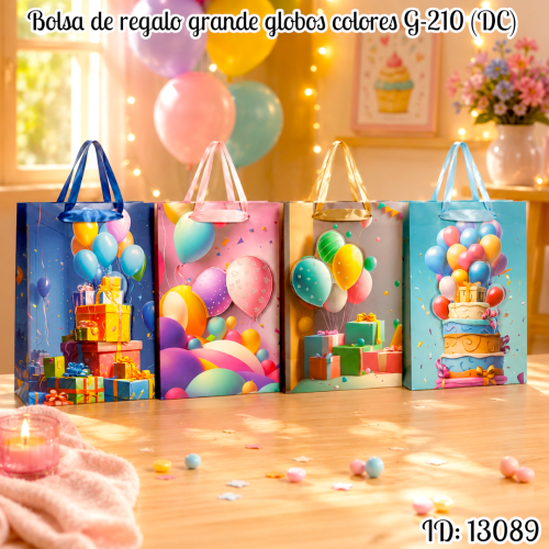 Bolsa de regalo grande globos colores G-210 (DC)