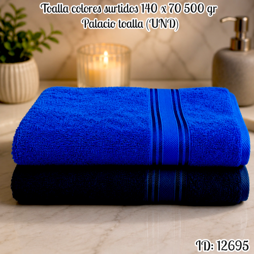 Toalla colores surtidos 140 x 70 500 gr Palacio toalla (UND)