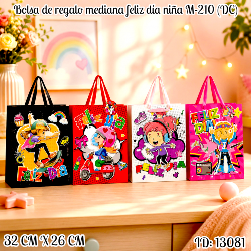 Bolsa de regalo mediana feliz día niña M-210 (DC)