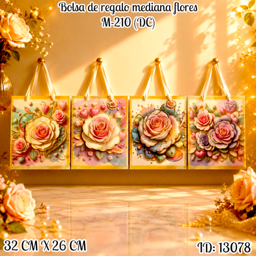 Bolsa de regalo mediana flores M-210 (DC)