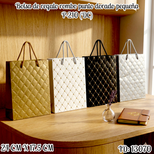 Bolsa de regalo rombo punto dorado pequeña P-210 (DC)