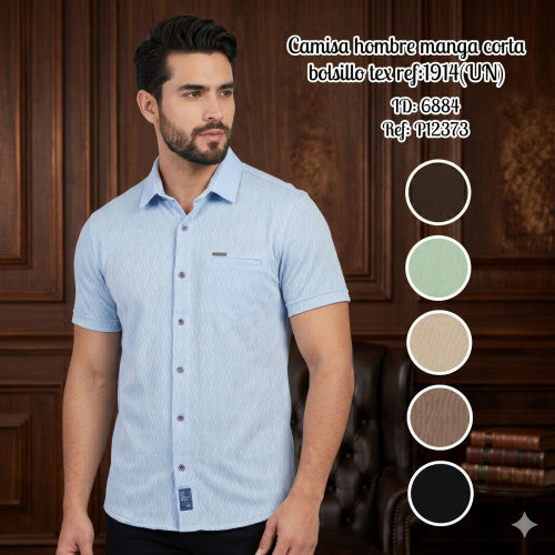 Camisa hombre manga corta bolsillo tex ref:1914(UN)