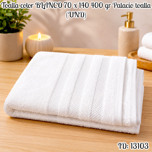 Toalla color BLANCO 70 x 140 400 gr Palacio toalla (UND)