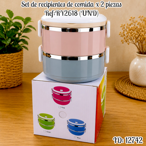 Set de recipientes de comida x 2 piezas Ref:RY2618 (UND)