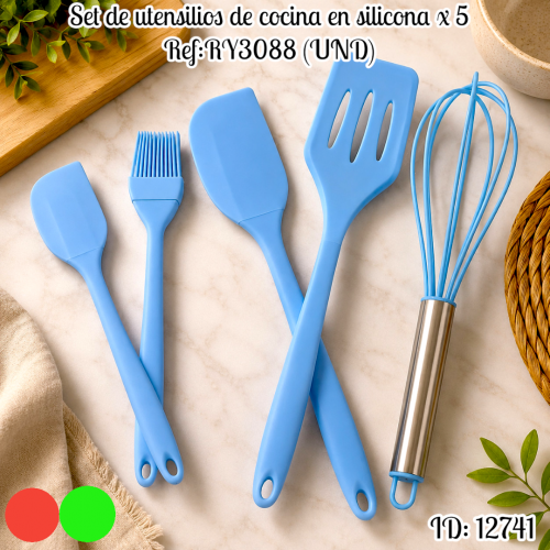 Set de utensilios de cocina en silicona x 5 Ref:RY3088 (UND)