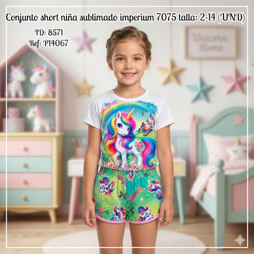 Conjunto short niña sublimado imperium 7075 talla: 2-14 (UND)