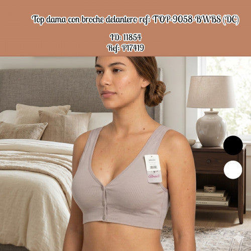 Top dama con broche delantero ref: TOP-9058-BWBS (DC)