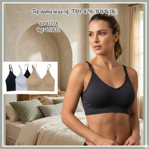 Top dama tiras ref: TOP-8216-BWB(DC)