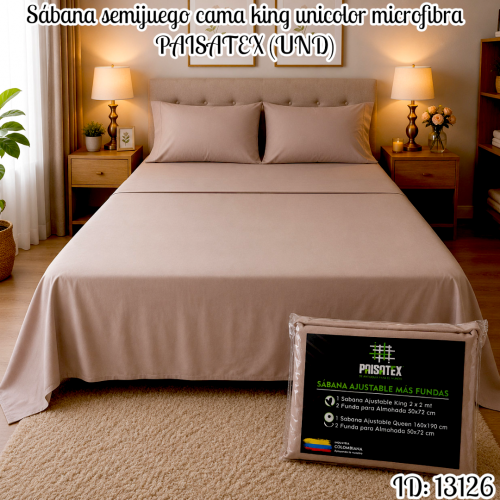Sábana semijuego cama king unicolor microfibra PAISATEX (UND)