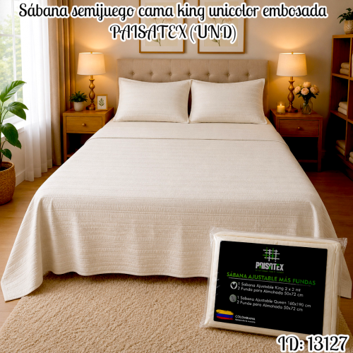 Sábana semijuego cama king unicolor embosada PAISATEX (UND)