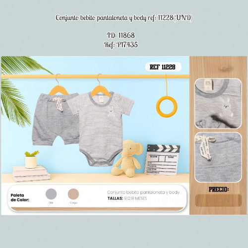 Conjunto bebito pantaloneta y body ref: 11228(UND)