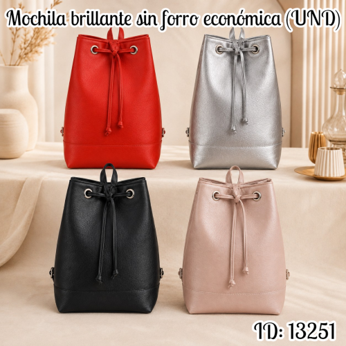 Mochila brillante sin forro económica (UND)