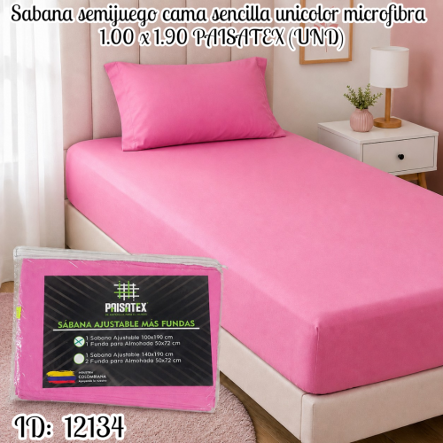 Sabana cama sencilla unicolor microfibra 1.00 x 1.90 PAISATEX (UND)