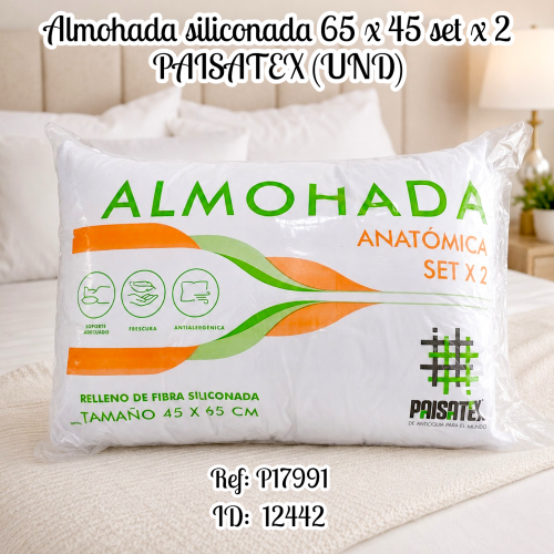 Almohada siliconada 65 x 45 set x 2 PAISATEX (UND)