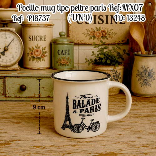 Pocillo mug tipo peltre paris Ref:MX07 (UND)