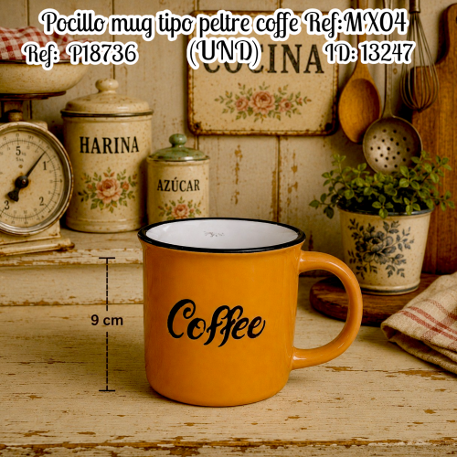 Pocillo mug tipo peltre coffe Ref:MX04 (UND)