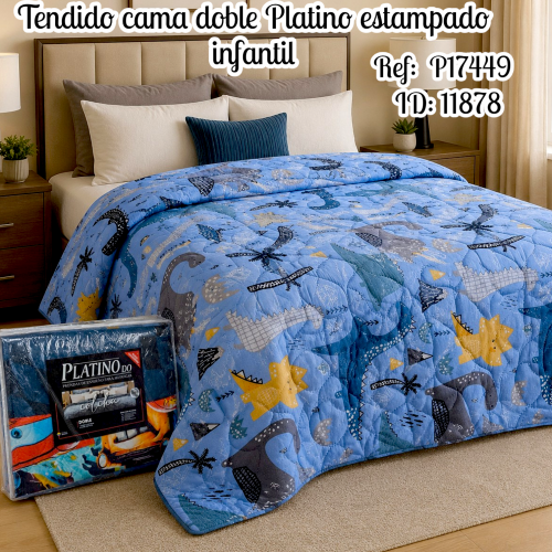 Tendido Colcha PLATINO Infantil doble faz Estampado Cama DOBLE 1.40 (UND)