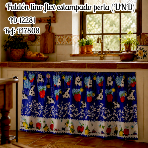 Faldón lino flex estampado perla (UND)