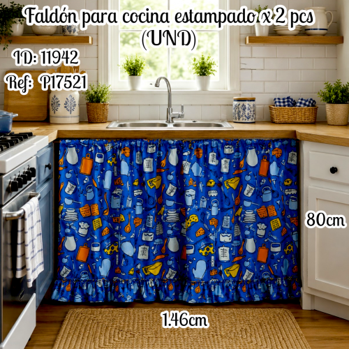 Faldón para cocina estampado x 2 pcs (UND)