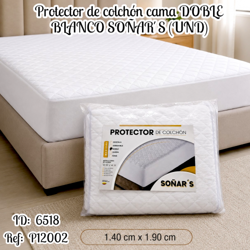 Protector de colchón cama doble (solo blanco) SOÑAR´S (UND)