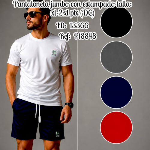 Pantaloneta jumbo con estampado talla: xl-2xl ptx (DC)