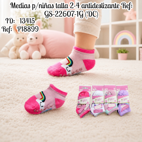 Medias p/niñas talla 2-4 antideslizante Ref: GS-22607-1G (DC)