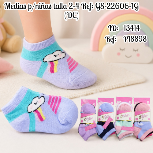 Medias p/niñas talla 2-4 Ref: GS-22606-1G (DC)