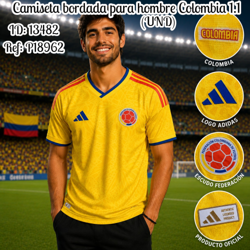 Camiseta bordada para hombre colombia 1.1 (UND)
