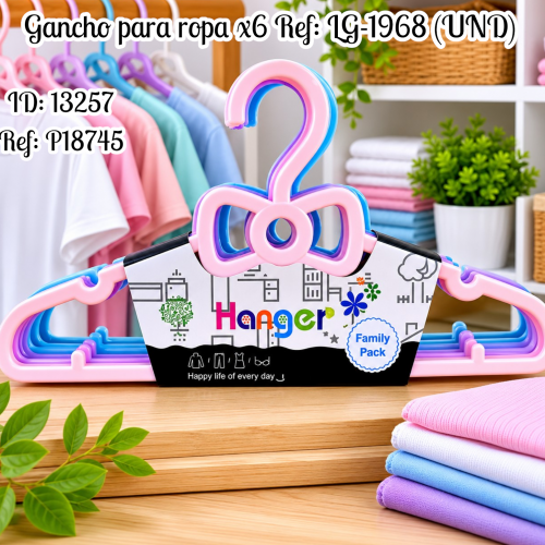Gancho para ropa x6 Ref: LG-1968 (UND)