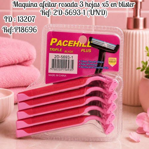 Maquina afeitar rosada 3 hojas x5 en blister Ref: 2D-5693-1 (UND)