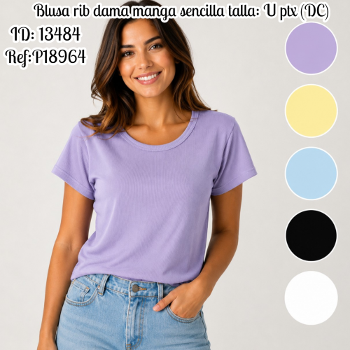 Blusa rib dama manga sencilla ptx (DC)