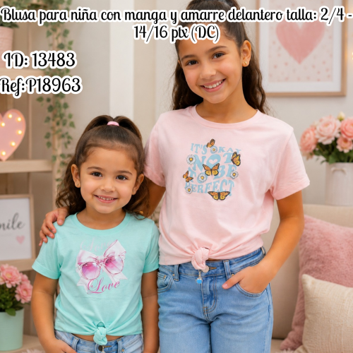 Blusa para niña con manga y amarre delantero ptx (DC)
